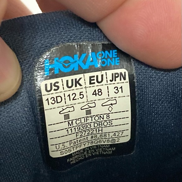 Hoka One One Men’s Size 13D Clifton 8 Blue - Picture 10 of 11